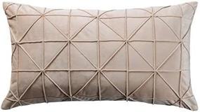 img 4 attached to JWH Creamy White Velvet Christmas Decorative Pillowcase - Soft Geometric Lumbar Support Cushion Cover for Farmhouse Floor Chair, Sofa, Couch - Elegant Shams with Zipper - Protectors for 14 x 24 Inch Pillows