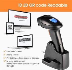 img 2 attached to 🔍 Tera Extreme Performance High-Density 2D Barcode Scanner with Wireless Charging Cradle - Scanning While Charging, High-Resolution Optical Lens, 328ft Long Transmission Range - Handheld Desktop QR Barcode Reader