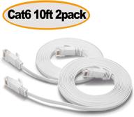 🐱 convenient 10ft 2pack white cat ethernet cable connectors: enhance your networking experience логотип