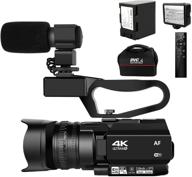 📷 high-resolution 4k hd auto focus video camera: 48mp, 60fps with 30x digital zoom, led fill light. perfect for youtube! includes remote control, handheld stabilizer, 64g sd card, and long-lasting 4500mah battery. logo