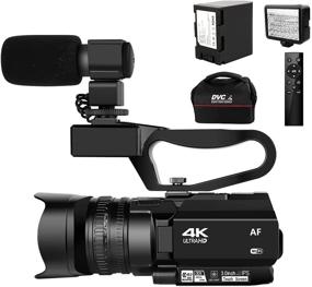 img 4 attached to 📷 High-Resolution 4K HD Auto Focus Video Camera: 48MP, 60FPS with 30X Digital Zoom, LED Fill Light. Perfect for YouTube! Includes Remote Control, Handheld Stabilizer, 64G SD Card, and Long-lasting 4500mAh Battery.