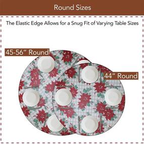 img 2 attached to 🎄 Deluxe Elastic Edged Flannel Backed Vinyl Fitted Table Cover - Christmas Flower Pattern - Large Round - Fits Tables 45-56 Inches Diameter