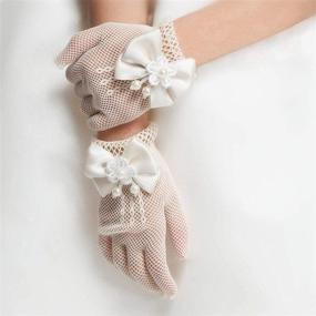 img 2 attached to 🧤 Princess Flower Girl Gloves: Pure White Mesh Bowknot Gloves for Wedding & Stage Performance - Pearl Accents, Stretch & Thin Design