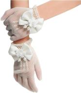 🧤 princess flower girl gloves: pure white mesh bowknot gloves for wedding & stage performance - pearl accents, stretch & thin design logo