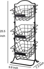 img 2 attached to 🍎 Befano 3 Tier Metal Stackable Wire Fruit Basket - Stylish and Functional Kitchen Organizer with Chalk Label for Countertop Storage, Antique Black