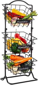 img 4 attached to 🍎 Befano 3 Tier Metal Stackable Wire Fruit Basket - Stylish and Functional Kitchen Organizer with Chalk Label for Countertop Storage, Antique Black