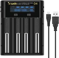 🔋 snado universal smart charger lcd display for rechargeable batteries - 18650 18490 18350 17500 16340 14500, rcr123a | ni-mh/ni-cd a aa aaa batteries (4 slots) logo