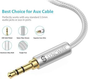 img 2 attached to 🎧 Syncwire 3.5mm Audio Cable - 1.6ft Nylon Braided Aux Cord for Car, Headphone, Home Stereos - Silver