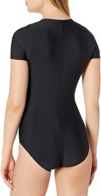 img 1 attached to Malibu Zip One Piece Swimsuit for Women with Short Sleeves