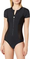 malibu zip one piece swimsuit for women with short sleeves logo