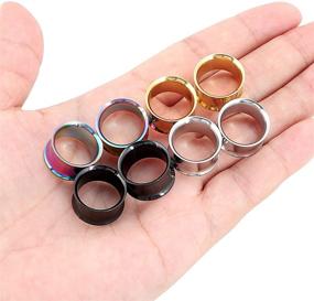 img 3 attached to 👂 Qmcandy 18pcs or 8pcs 8g-5/8 in Organic Stone & Stainless Steel Mixed Ear Tunnels Plugs for Stretching Piercings