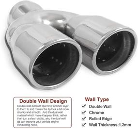 img 2 attached to 🚗 JINSANITY Dual Exhaust Tip - Single Wall Slant, Rolled Edge | 2.5 Inch Inlet, 3 Inch Outlet, 9.5 Inch Length | 304 Polished Stainless Steel, Weld-On Design | High-Quality, 1.2MM Thickness