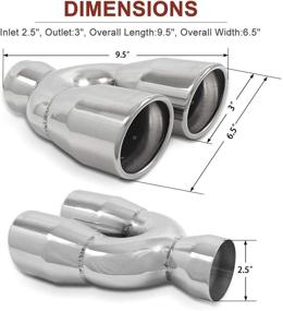 img 3 attached to 🚗 JINSANITY Dual Exhaust Tip - Single Wall Slant, Rolled Edge | 2.5 Inch Inlet, 3 Inch Outlet, 9.5 Inch Length | 304 Polished Stainless Steel, Weld-On Design | High-Quality, 1.2MM Thickness