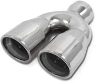 🚗 jinsanity dual exhaust tip - single wall slant, rolled edge | 2.5 inch inlet, 3 inch outlet, 9.5 inch length | 304 polished stainless steel, weld-on design | high-quality, 1.2mm thickness logo