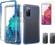 📱 samsung galaxy s20 fe 5g case - clear tpu back cover, pc hard front bumper, tempered glass screen protector, camera protector film - blue (2 screen protectors + 2 camera protectors + 1 phone case) logo