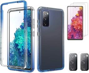 img 4 attached to 📱 Samsung Galaxy S20 FE 5G Case - Clear TPU Back Cover, PC Hard Front Bumper, Tempered Glass Screen Protector, Camera Protector Film - Blue (2 Screen Protectors + 2 Camera Protectors + 1 Phone Case)