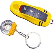 vibrant yellow stripes key cover for porsche 911 cayenne panamera macan - premium painted key case for porsche key fob shell cover keyless logo