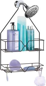 img 3 attached to 🚿 Bronze Shower Caddy: Compact Hanging Organizer with 4 Hooks for Razor & Shampoo - Rust Roof Shelf for Bathroom Storage