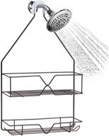 🚿 bronze shower caddy: compact hanging organizer with 4 hooks for razor & shampoo - rust roof shelf for bathroom storage logo