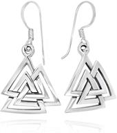 authentic 925 sterling silver valknut viking knot norse runes odin dangle earrings: a symbolic norse jewelry statement logo