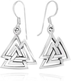 img 4 attached to Authentic 925 Sterling Silver Valknut Viking Knot Norse Runes Odin Dangle Earrings: A Symbolic Norse Jewelry Statement