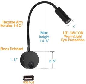img 3 attached to ZazenTech Чтение DC 12V: Гибкая лампа с USB-портом для зарядки для RV, автомобиля, лодки - Теплый белый (Черный)