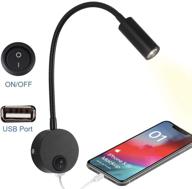 zazentech dc 12v reading light: flexible gooseneck lamp with usb charging port for rv, car, boat - warm white (black) logo