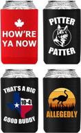 🍻 letterkenny beer cooler merchandise set with 4 funny sayings: how're ya now, pitter patter, that's a texas-sized 10-4, allegedly ostrich – can cooler sleeves for 16oz and 24oz beer bottles логотип