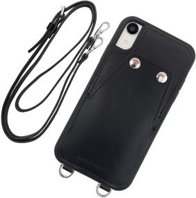 img 1 attached to 👜 Vintage Leather Crossbody iPhone XS MAX Wallet Case with Detachable Strap, Card Holders, and Button Closure - Compatible with 2018 iPhone XS MAX 6.5 inch - Black