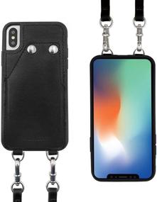 img 3 attached to 👜 Vintage Leather Crossbody iPhone XS MAX Wallet Case with Detachable Strap, Card Holders, and Button Closure - Compatible with 2018 iPhone XS MAX 6.5 inch - Black