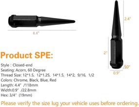 img 3 attached to 🔩 CA Supplies Premium 32pcs Extended Metal Spike Lug Nut Set 14x2 Black 4.4" Tall - Offroad Optimization