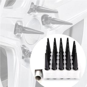 img 1 attached to 🔩 CA Supplies Premium 32pcs Extended Metal Spike Lug Nut Set 14x2 Black 4.4" Tall - Offroad Optimization