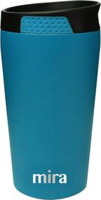 img 4 attached to ☕️ Hawaiian Blue MIRA 12 oz Stainless Steel Insulated Coffee Travel Mug for Coffee and Tea - Press Lid Tumbler - Vacuum Insulated Coffee Thermos Cup to Keep Drinks Hot or Cold