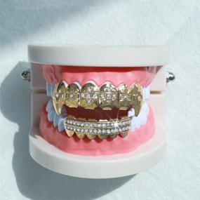 img 2 attached to 💎 Gold Grillz Teeth Set: The Ultimate Son's Gift - Custom Fit 14k Plated Gold Cruz Diamonds Grillz