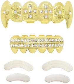 img 4 attached to 💎 Gold Grillz Teeth Set: The Ultimate Son's Gift - Custom Fit 14k Plated Gold Cruz Diamonds Grillz