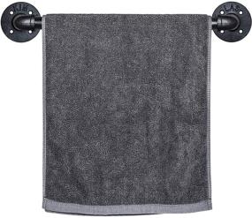 img 4 attached to 🛀 15 Inch Black Industrial Pipe Towel Bar - Rustic Hand Towel Rack Holder for Bathroom, Wall Mounted with Mounting Hardware