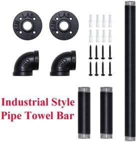 img 2 attached to 🛀 15 Inch Black Industrial Pipe Towel Bar - Rustic Hand Towel Rack Holder for Bathroom, Wall Mounted with Mounting Hardware