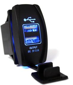 img 4 attached to 🔌 Cllena Dual USB Car Charger with LED Light for Rocker Switch Panel - Universal Power Socket (Blue)