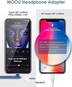 img 2 attached to 🎧 MOOU Headphones Jack Adapter for iPhone, MFi Certified Lightning to 3.5mm Jack Converter Compatible with iPhone 12, iPhone 12 Pro, iPhone 11, iPhone 11 Pro, iPhone 11 Pro Max, iPhone X, iPhone XR, iPhone XS, iPhone XS Max, iPhone 7, iPhone 7 Plus, iPhone 8, iPhone 8 Plus