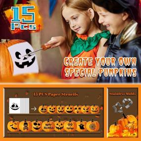 img 1 attached to HOPEMATE 17-Piece Pumpkin Carving Kit for Kids & Adults | Witch Hats, LED Candles, Stainless Molds | Cutting Knife Set