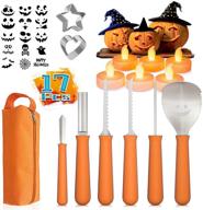 hopemate 17-piece pumpkin carving kit for kids & adults | witch hats, led candles, stainless molds | cutting knife set logo