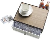 🍵 jackcubedesign leather tea bag storage box with 12 compartments - brown/white tea organizer drawer holder: mk353a logo