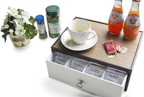 img 3 attached to 🍵 JackCubeDesign Leather Tea Bag Storage Box with 12 Compartments - Brown/White Tea Organizer Drawer Holder: MK353A