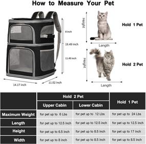 img 2 attached to 🐱 Double Layer Cat Carrier Backpack with Removable Compartments - Collapsible Pet Carrier for 2 Cats or Small/Medium Pets up to 15 lbs - Breathable Travel Bag for Cats, Dogs, and Puppies