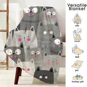 img 2 attached to 🐱 COLLA Cute Cat Blanket for Girls and Women, Lightweight Soft Fleece Flannel Throw Blanket for Cat Lovers, Ideal for Sofa, Couch, or Living Room Decor, 50x40 Inch