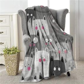 img 4 attached to 🐱 COLLA Cute Cat Blanket for Girls and Women, Lightweight Soft Fleece Flannel Throw Blanket for Cat Lovers, Ideal for Sofa, Couch, or Living Room Decor, 50x40 Inch