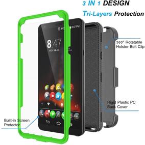 img 3 attached to 📱 Njjex Compatible with LG Stylo 4 Case/LG Q Stylus Holster - Heavy Duty Rugged Armor with Screen Protector, Belt Clip, Kickstand - Green