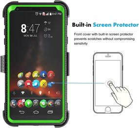 img 1 attached to 📱 Njjex Compatible with LG Stylo 4 Case/LG Q Stylus Holster - Heavy Duty Rugged Armor with Screen Protector, Belt Clip, Kickstand - Green