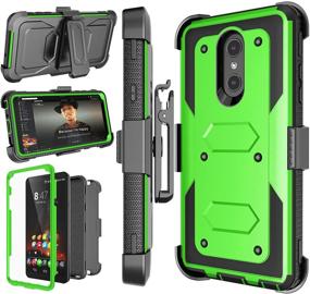 img 4 attached to 📱 Njjex Compatible with LG Stylo 4 Case/LG Q Stylus Holster - Heavy Duty Rugged Armor with Screen Protector, Belt Clip, Kickstand - Green