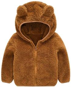 img 4 attached to 🧥 Warm Winter Toddler Girls Boys Fleece Hoody Jacket - Zip Up Teddy Coat Outwear